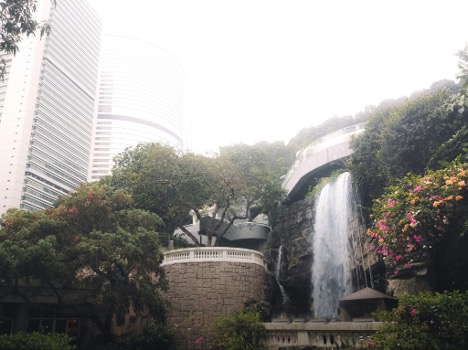 Waterfall in Hong Kong gardens